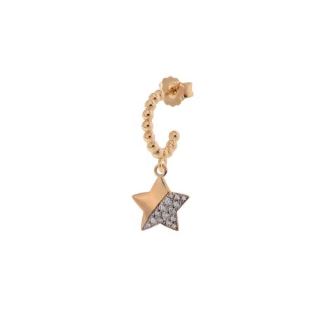 Mono Orecchino Cerchietto Stella con zirconi