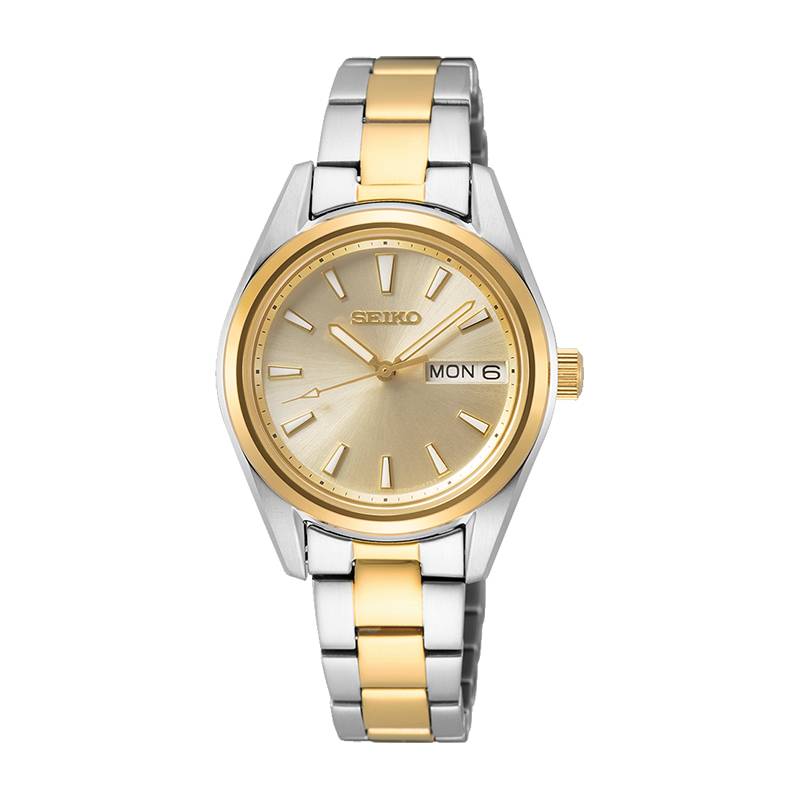 CLASSIQUE FEMME QUARTZ DATE/JOUR DORE ACIER